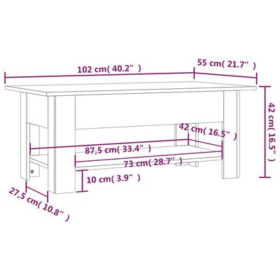 vidaXL Mesa de centro madera de ingeniería roble Sonoma 102x55x42 cm