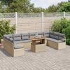 vidaXL Conjunto de sof&aacute; de jard&iacute;n 11 pcs Beige Polirat&aacute;n