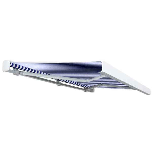 vidaXL Toldo de carrete motorizado azul y blanco 450x300 cm
