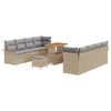vidaXL Conjunto de sof&aacute;s de jard&iacute;n 11 uds. Beige rat&aacute;n sint&eacute;tico