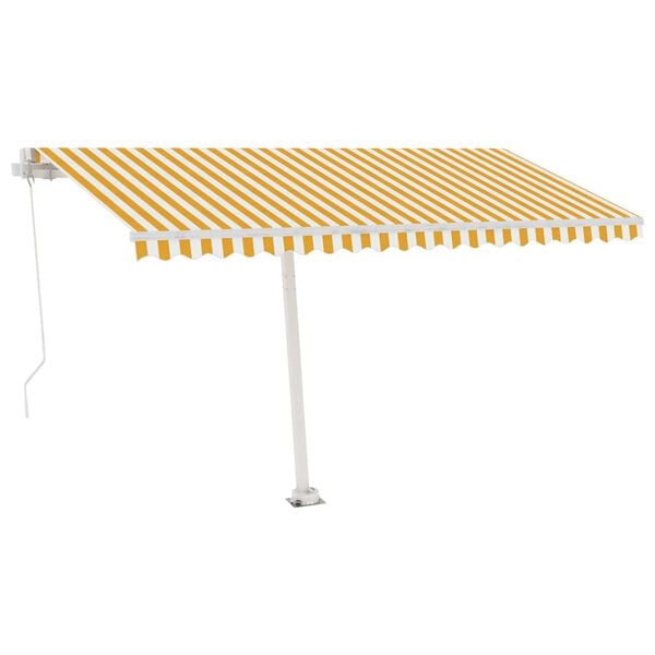 vidaXL Toldo retr&aacute;ctil manual con LED amarillo y blanco 450x300 cm
