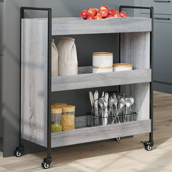 vidaXL Carrito de cocina madera de ingenier&iacute;a gris Sonoma 70x30x82 cm