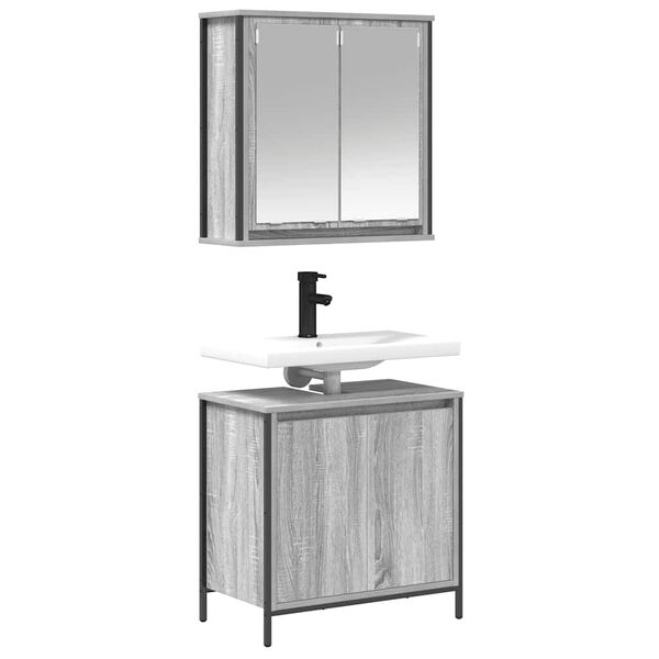 vidaXL Set de muebles de ba&ntilde;o 2 pzas madera contrachapada gris sonoma
