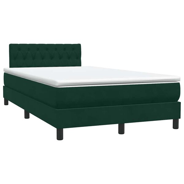 vidaXL Cama box spring con colch&oacute;n terciopelo verde oscuro 120x220 cm