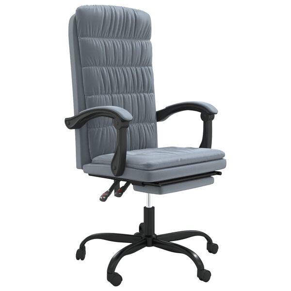 vidaXL Silla de oficina reclinable de terciopelo gris oscuro