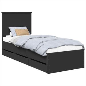 vidaXL Estructura de cama Negro 75 x 190 cm Madera Ingenieril