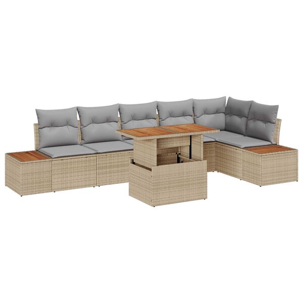 vidaXL Conjunto de Comedor de Jard&iacute;n con coj&iacute;n 7 pcs Beige y gris