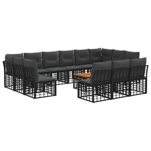 vidaXL Conjunto de sof&aacute;s de exterior 14 pcs Negro y Gris oscuro