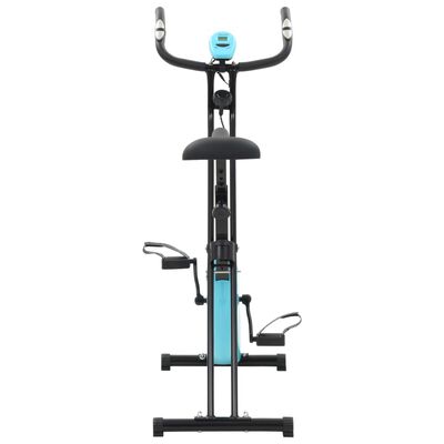 vidaXL Bicicleta estática magnética X con pulsómetro negra y azul