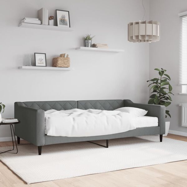 vidaXL Sofá cama con colchón tela gris oscuro 100x200 cm