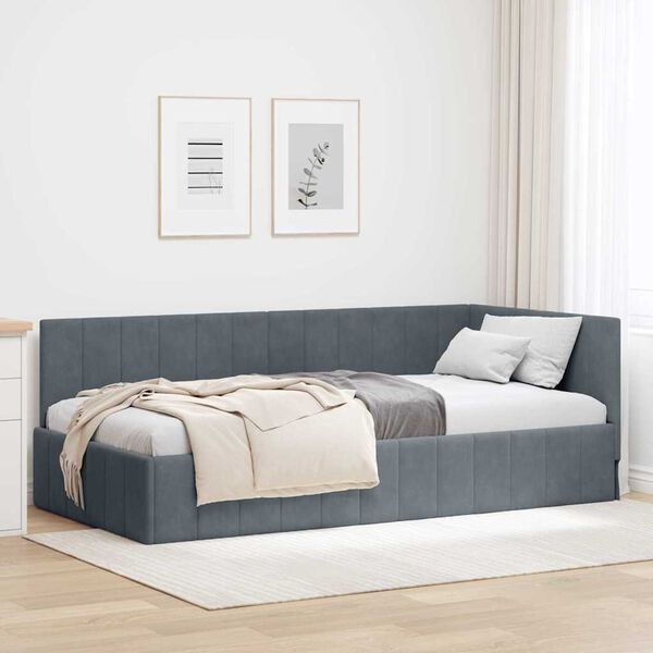 vidaXL Estructura de cama en esquina Gris oscuro 100 cm x 200 cm
