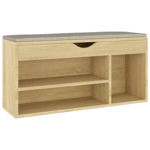 vidaXL Banco zapatero con coj&iacute;n madera ingenier&iacute;a sonoma 104x30x49 cm