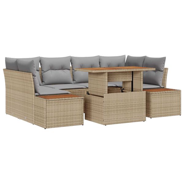 vidaXL Conjunto de Comedor de Jard&iacute;n con coj&iacute;n 9 pcs Beige y gris