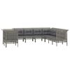 vidaXL Set de muebles de jard&iacute;n 9 pzas y cojines rat&aacute;n sint&eacute;tico gris