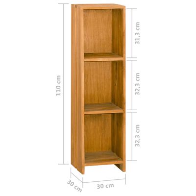 vidaXL Estantería librería de madera maciza de teca 30x30x110 cm