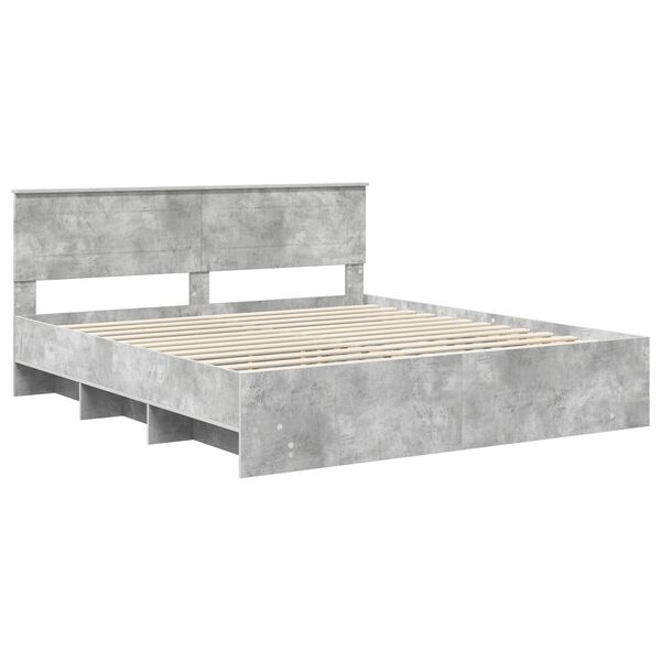 vidaXL Estructura de cama con cabecera Gris Concreto 180 x 200 cm