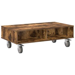 vidaXL Mesa Lateral con Ruedas Roble ahumado 90 x 50 x 30 cm