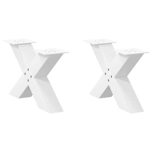 vidaXL Patas para mesa de centro en forma de X (2 unidades), color blanco, 60 x (30-31) cm, acero
