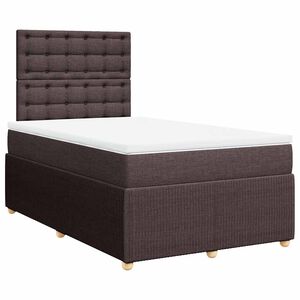 vidaXL Cama box spring con colch&oacute;n tela marr&oacute;n oscuro 120x190 cm