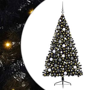 vidaXL &Aacute;rbol de Navidad Artificial Preiluminado Negro 180 cm PVC