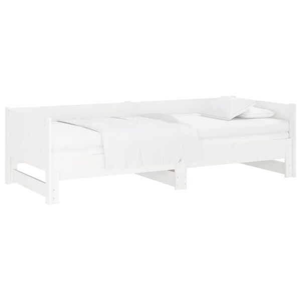 vidaXL Sof&aacute; cama extra&iacute;ble madera maciza de pino blanco 2x(80x200) cm