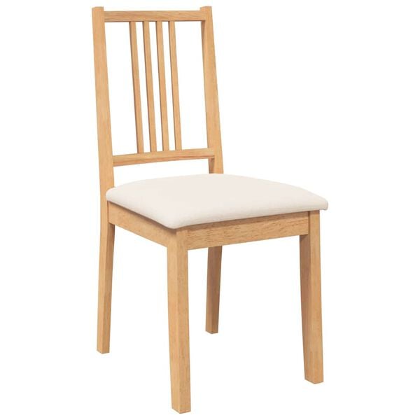 vidaXL Sillas de comedor con cojines 2uds madera maciza natural caucho