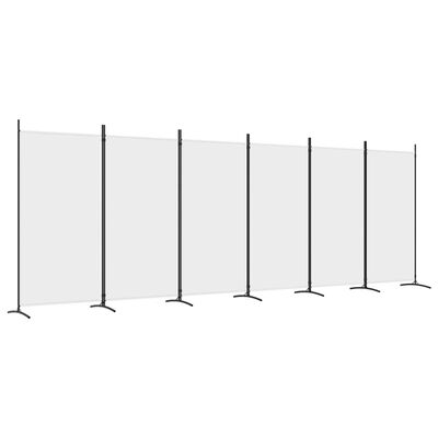 vidaXL Biombo divisor de 6 paneles de tela blanco 520x180 cm