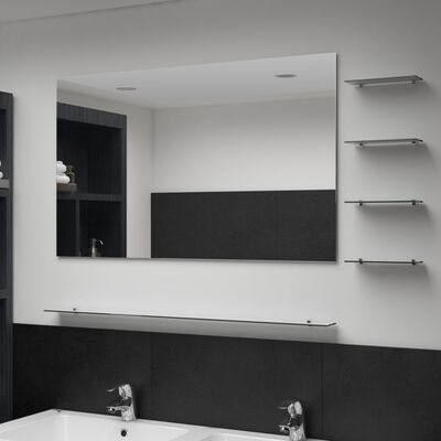 vidaXL Espejo de pared con 5 estantes plateado 100x60 cm