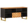 vidaXL Mueble de TV madera maciza mango marr&oacute;n y negro 100x33,5x46 cm