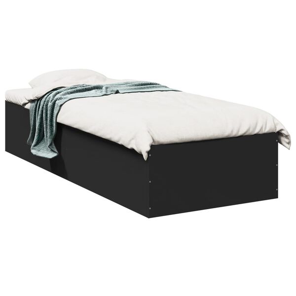 vidaXL Estructura de cama madera de ingenier&iacute;a negra 100x200 cm