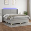 vidaXL Cama box spring colch&oacute;n y luces LED tela gris claro 180x200 cm