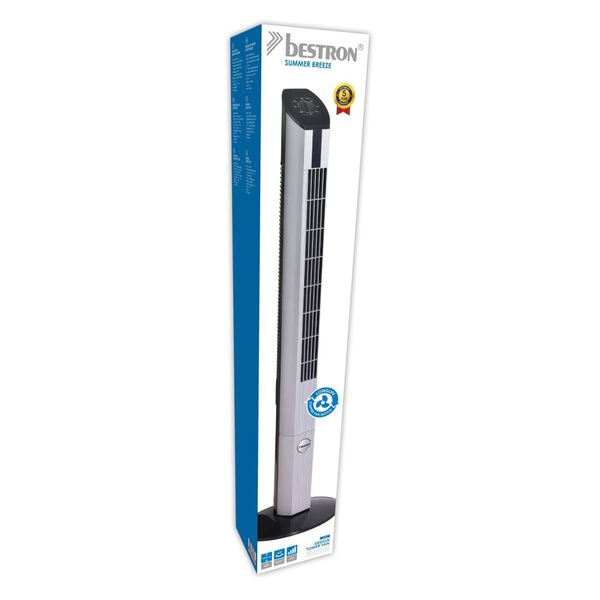 Ventilador de torre Bestron DFT430, 50 cm, Negro/ Plateado
