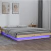 vidaXL Estructura de cama LED sin colch&oacute;n madera maciza 140x200 cm