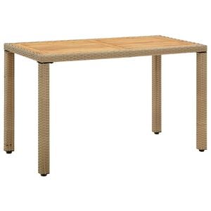 vidaXL Mesa de jard&iacute;n rat&aacute;n sint&eacute;tico madera acacia beige 123x60x74cm