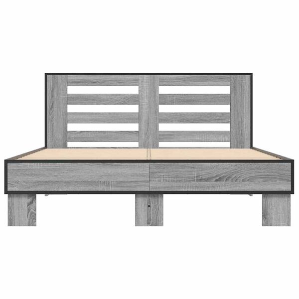 vidaXL Estructura cama madera ingenier&iacute;a metal gris Sonoma 140x200 cm