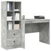 vidaXL Escritorio con caj&oacute;n 2 pcs Gris Concreto