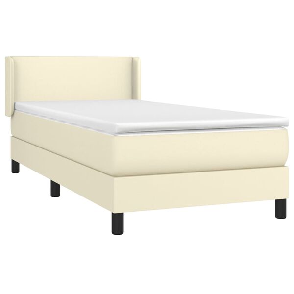 vidaXL Cama box spring con colch&oacute;n cuero sint&eacute;tico crema 90x190 cm
