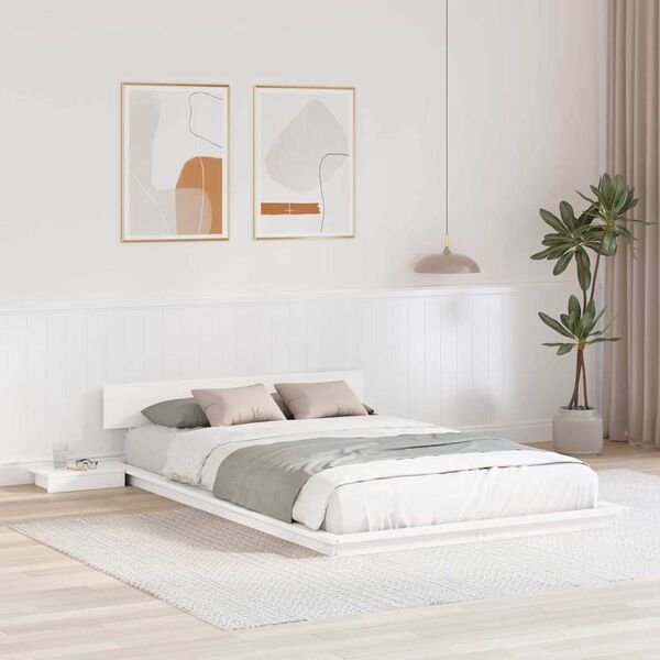 vidaXL Estructura de cama con cabecera Marr&oacute;n 135 x 190 cm Madera