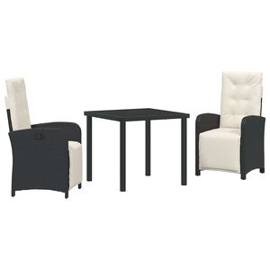 vidaXL Conjunto de Comedor de Jard&iacute;n 3 pcs Negro rat&aacute;n sint&eacute;tico