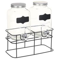 vidaXL Dispensadores de bebida con soporte 2 unidades vidrio 2 x 4 L