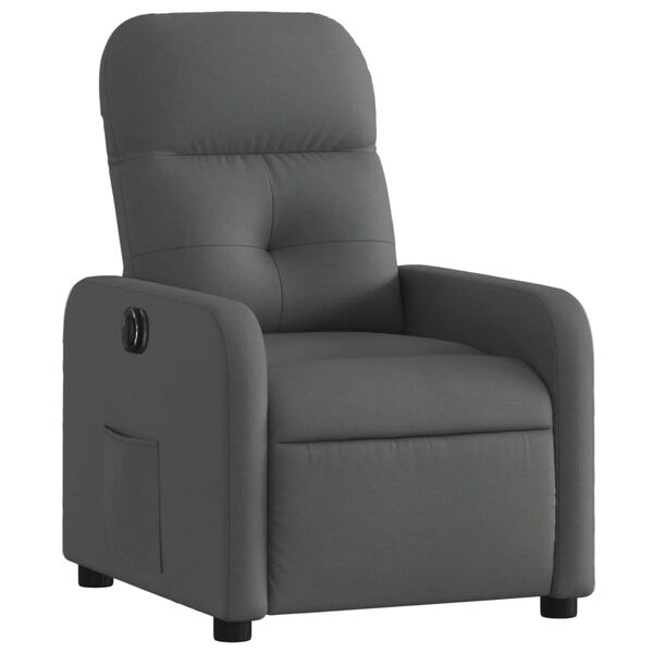 vidaXL Sill&oacute;n reclinable el&eacute;ctrico de tela gris oscuro