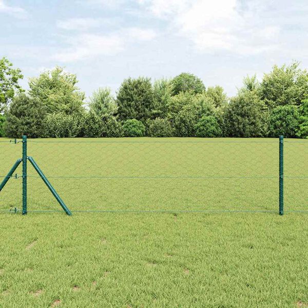 vidaXL Poste de Valla Verde 10 x 0,6 m (malla de 50 mm) Acero y PVC