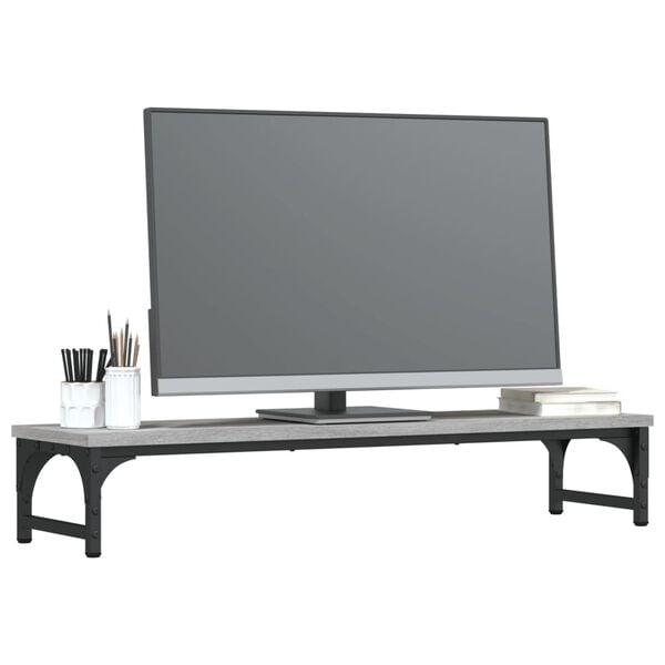 vidaXL Soporte de pantalla madera ingenier&iacute;a gris Sonoma 85x23x15,5 cm