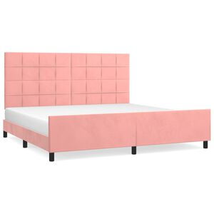 vidaXL Estructura cama sin colch&oacute;n terciopelo rosa 200x200 cm