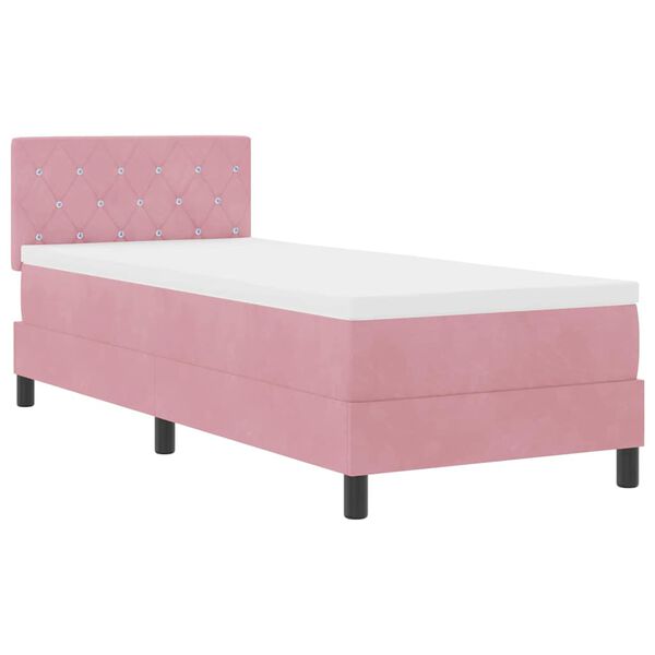 vidaXL Cama tipo Box Spring con colch&oacute;n Rosa 80 x 200 cm Terciopelo