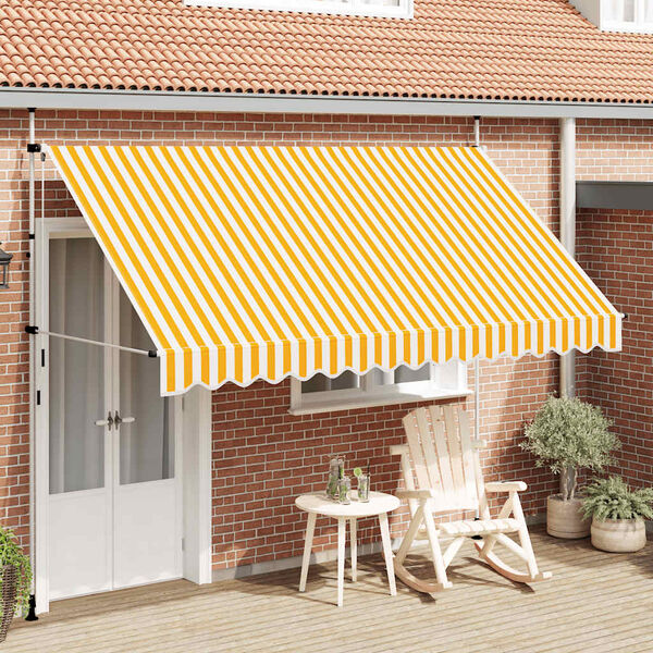 vidaXL Toldo manual retr&aacute;ctil 350 cm naranja y blanco a rayas