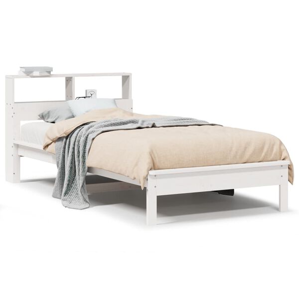 vidaXL Cama con estanter&iacute;a sin colch&oacute;n madera maciza de pino 90x190 cm