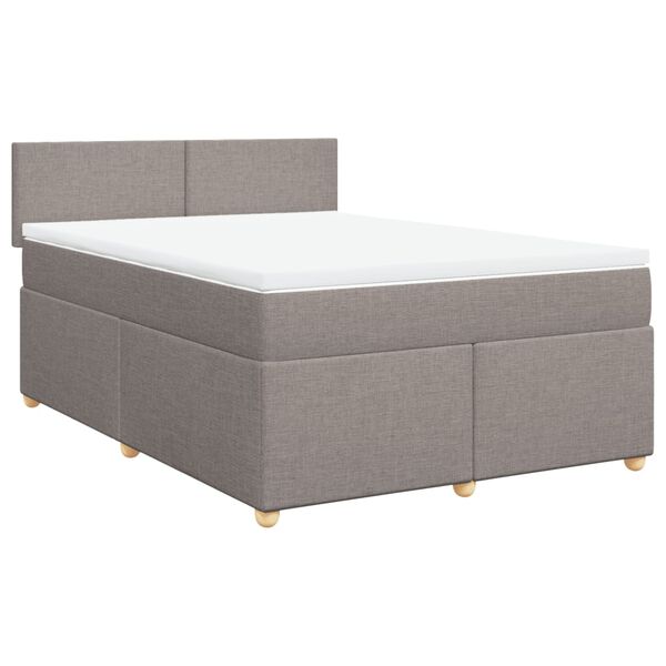 vidaXL Cama box spring con colch&oacute;n tela gris taupe 140x190 cm