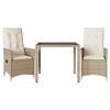 vidaXL Sillas y mesita de jard&iacute;n 3 piezas rat&aacute;n sint&eacute;tico coj&iacute;n beige