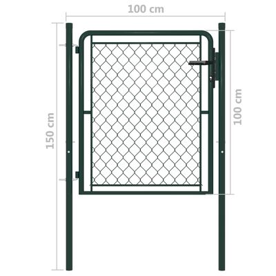 vidaXL Puerta de jardín de acero verde 100x100 cm